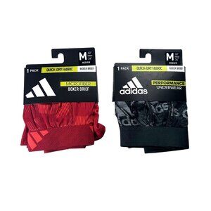 Lot 2 Adidas‎ Mens M (32-34) Performance Boxer Briefs Quick-Dry Microfiber NEW